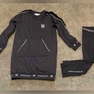 Gently Worn Givenchy Girls Black Sweatshirt and Pants Set